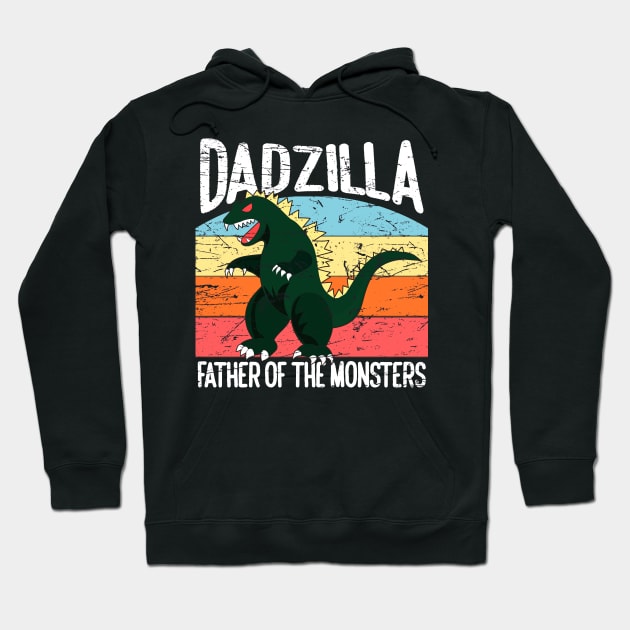 Dadzilla Father Of The Monsters Retro Vintage Sunset Hoodie by artbooming